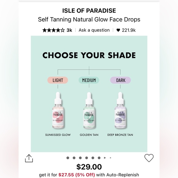 NWT- Isle of Paradise LIGHT- Self Tanning Drops- Full Size (1.01 OZ) - Picture 7 of 9